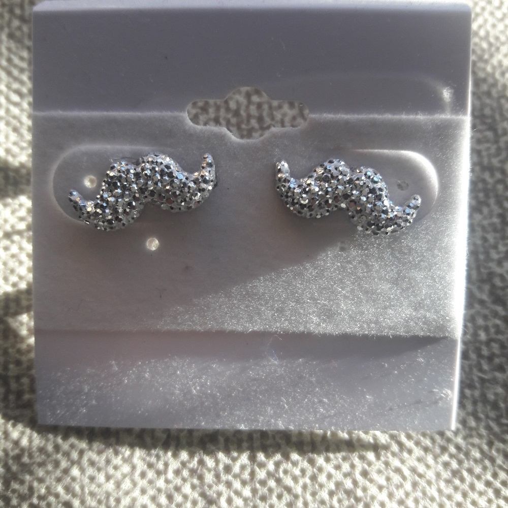 Women's Silver Sparkly Costume Postback Handmade Hypoallergenic Earrings